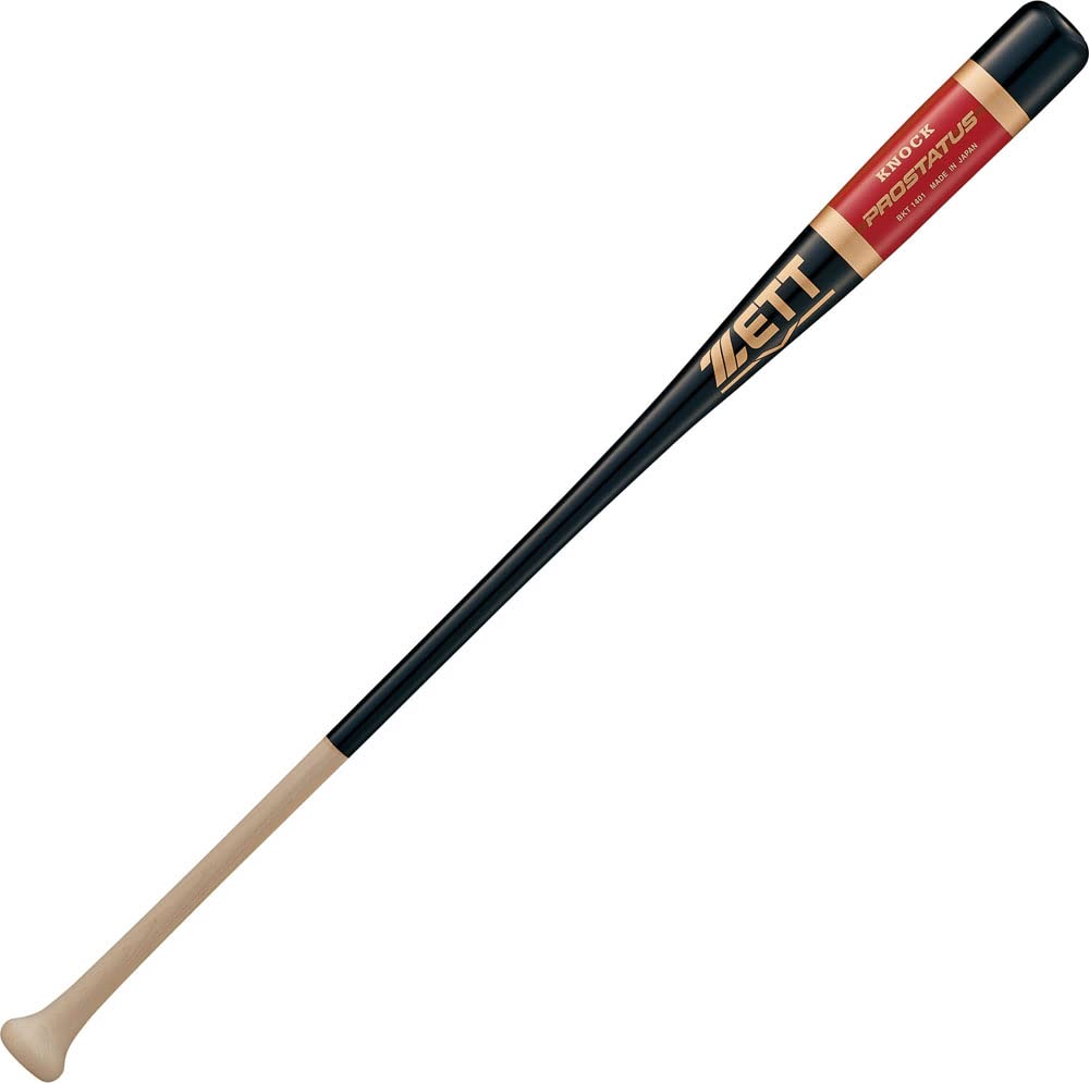 Zett BKT1401 Baseball Pro Status Knock, Wooden Bat 35.8 inches (91 cm), 19.8 oz (560 g), Black (1900), Made in Japan