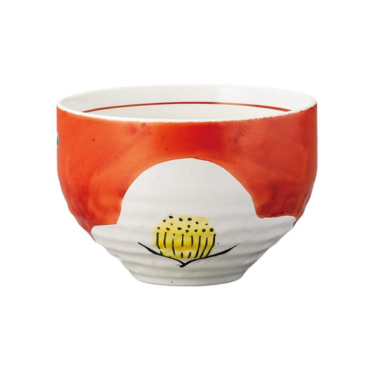 Ale-net Ippuku Bowl, Tea Cup, 3.9 x 2.8 inches (10 x 7 cm), Red Dami Camellia Ippu Bowl, Matcha Bowl, Cafe Bowl, Mino Ware, Made in Japan