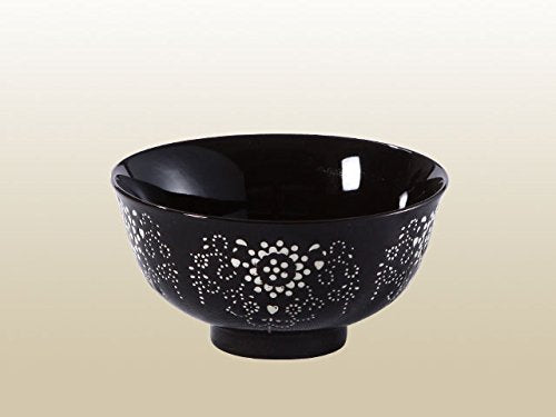 Nishida 120203 Japanese Tableware, Rice Bowl, 6 Colors, Sunflower Pattern Rice Bowl, No. 4.5, Black, Home Restaurant, Commercial Tableware, Rice Bowl, Ochazule, Rice Bowl