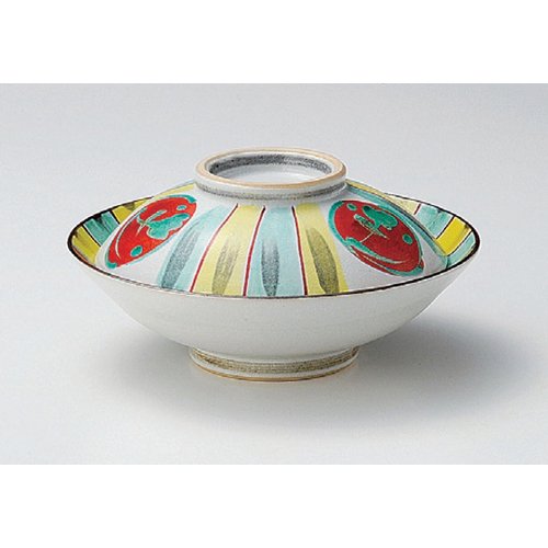 せともの本舗 Flat Lid Face Tokusa Red Maru Crest 7.0 Bone Weed [8.4 x 3.5 inches (21.3 x 9 cm)] Japanese Tableware, Japanese Dish, Restaurant, Inn, Commercial Use