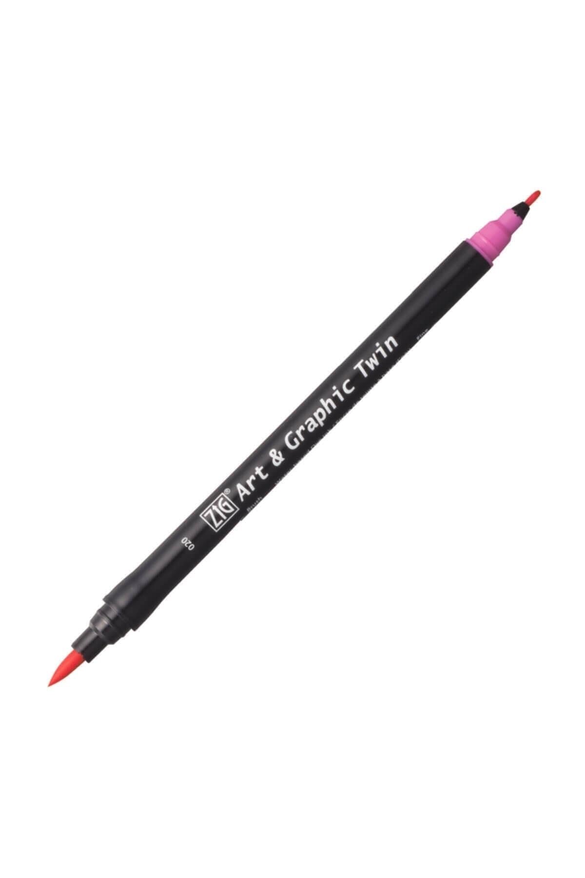 ZIG Art and Graphic Twin Tip Brush Marker Pen 020 Pink