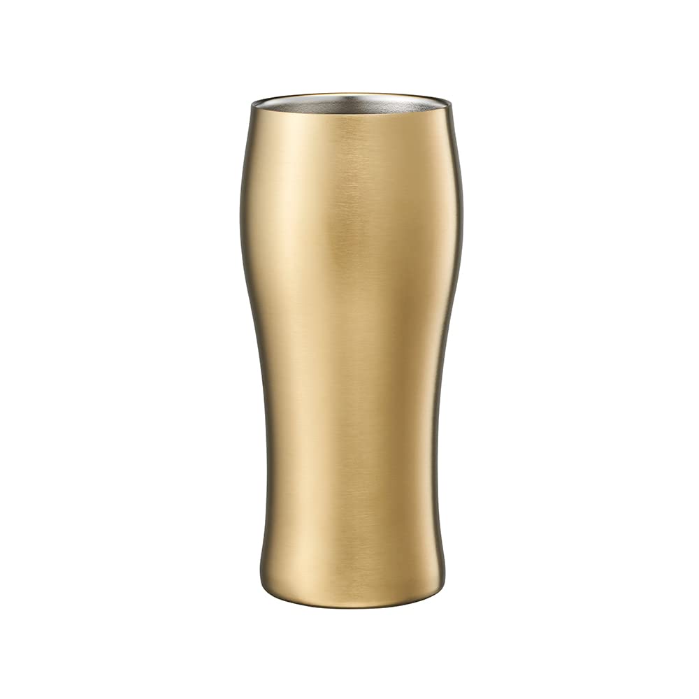 Doshisha Beer Tumbler, 14.2 fl oz (420 ml), Dishwasher Safe, Heat Retention, Cold Retention, Vacuum Insulated, Gold