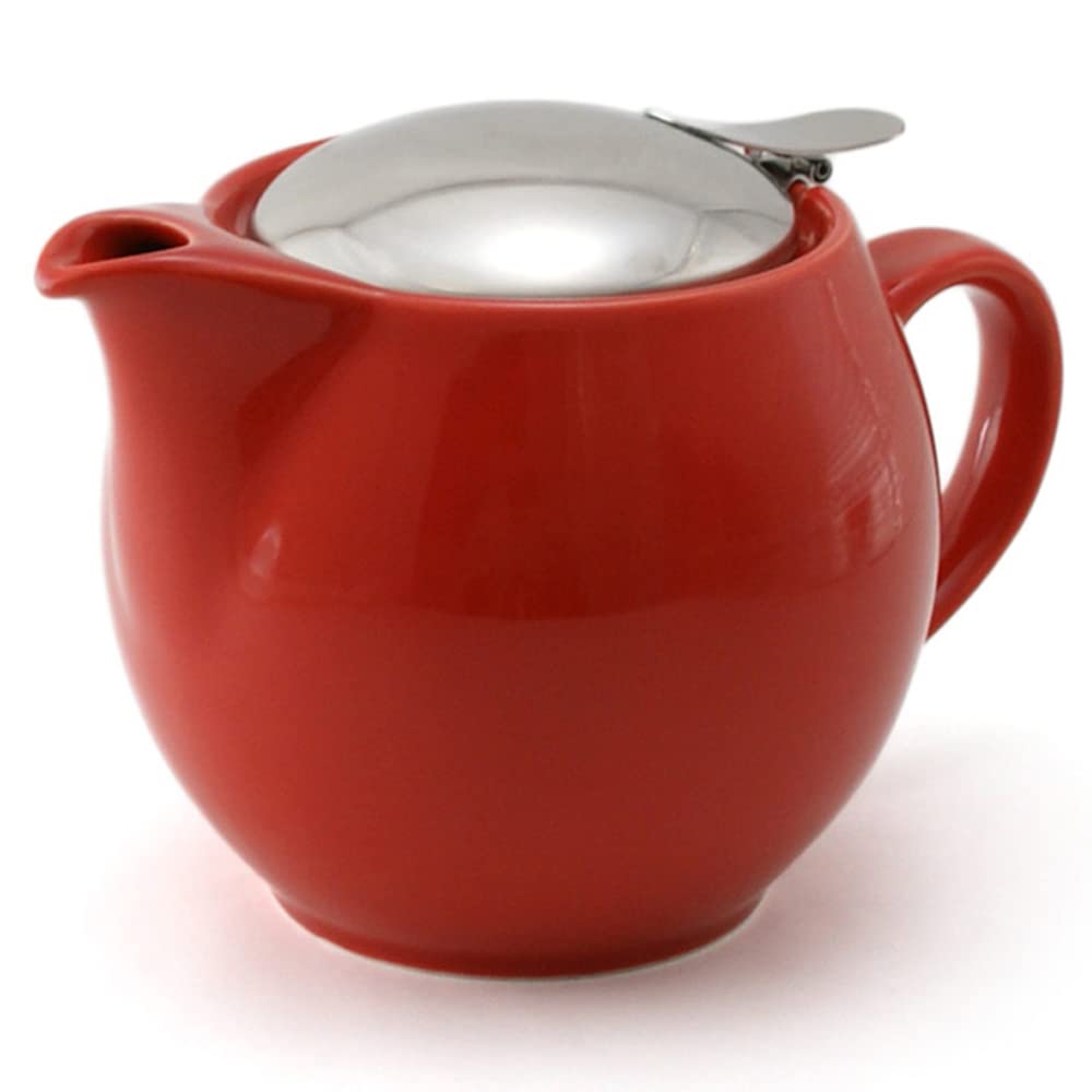 ZERO JAPAN Round Teapot 15 oz. (450 cc) with SLS Lid and Infuser Tomato