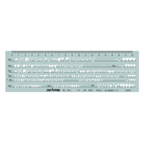 DraPaz Template E801 Alphanumeric Ruler JIS Italic 31801