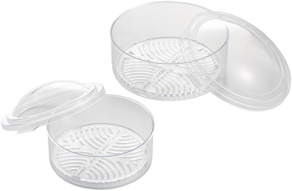Yoshikawa 4003101 Clear Microwave Steamer with Perforated Plate (Large and Small Set)