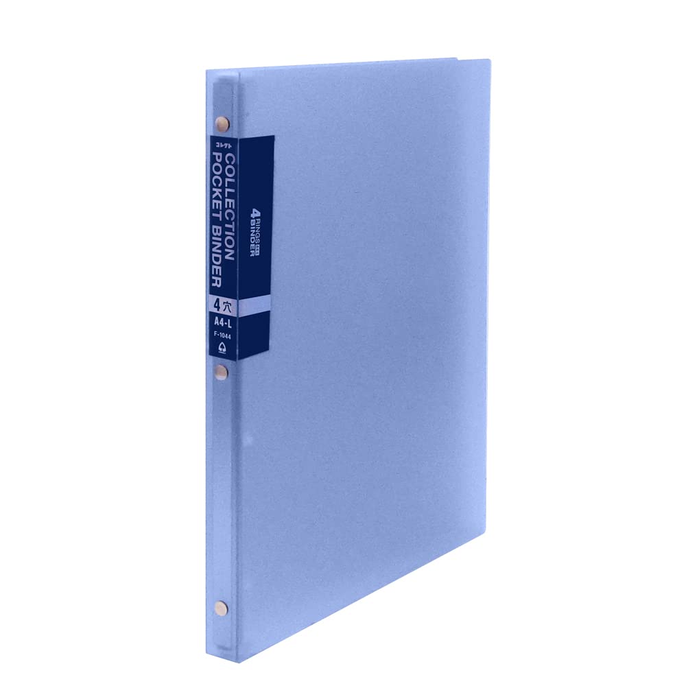 Collect F-1044-CBL Binder, Collection Pocket Binder, Thin, A4-L, 4 Holes, Clear Blue