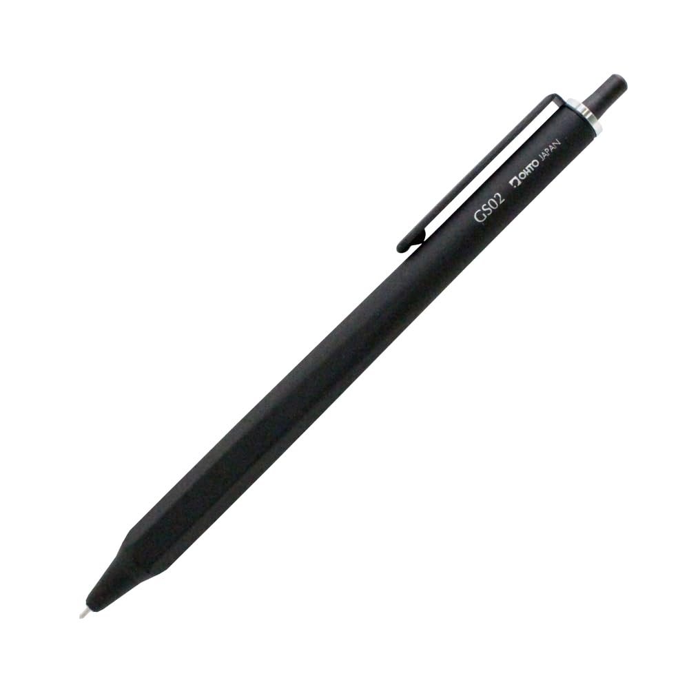OHTO GS02 Roller Gel Pen, Retractable Needle Tip 0.5mm Fine Point, Black Barrel, Ultra-Quick Drying Black Gel Ink Pen, All-Metal Hybrid Body, GS02-G5-BK