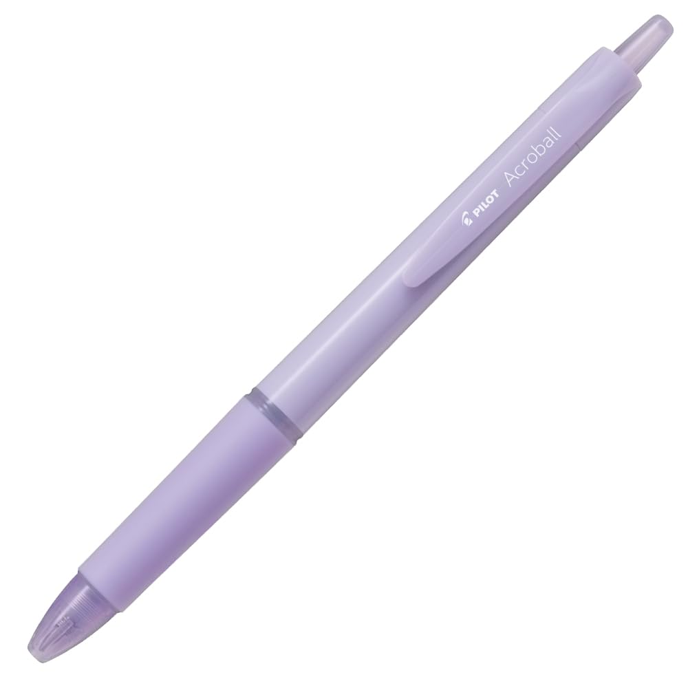 Pilot Acroball Retractable Ballpoint Pen, 0.5mm Fine Point, Oil-Based Black Ink, Purple Body with Elastomer Grip, BAB-15-PUB, Pack of 10