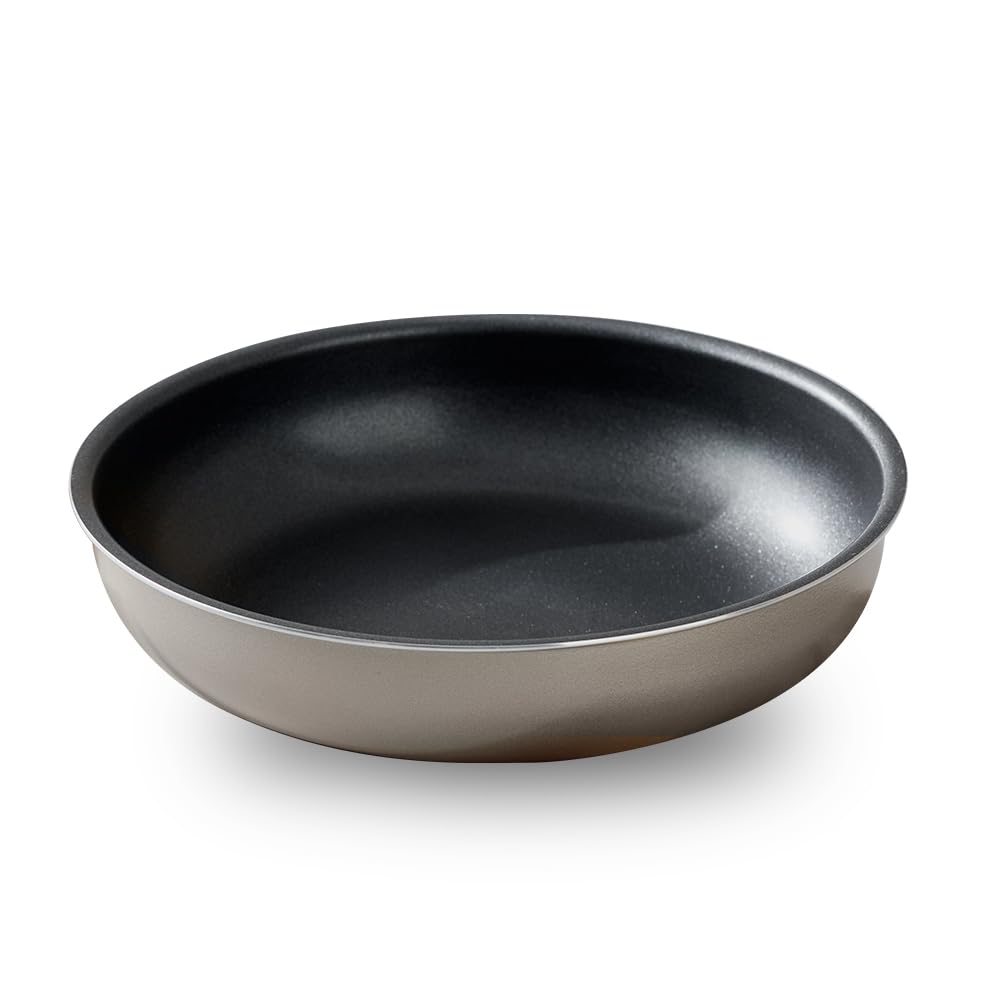 Iris Ohyama IPDCI-T26F Frying Pan, Diamond Coated Pan, 10.2 inches (26 cm), Compatible with IH/Gas Fires, Lightweight, Removable Handle, Metallic Gray, Handle Sold Separately