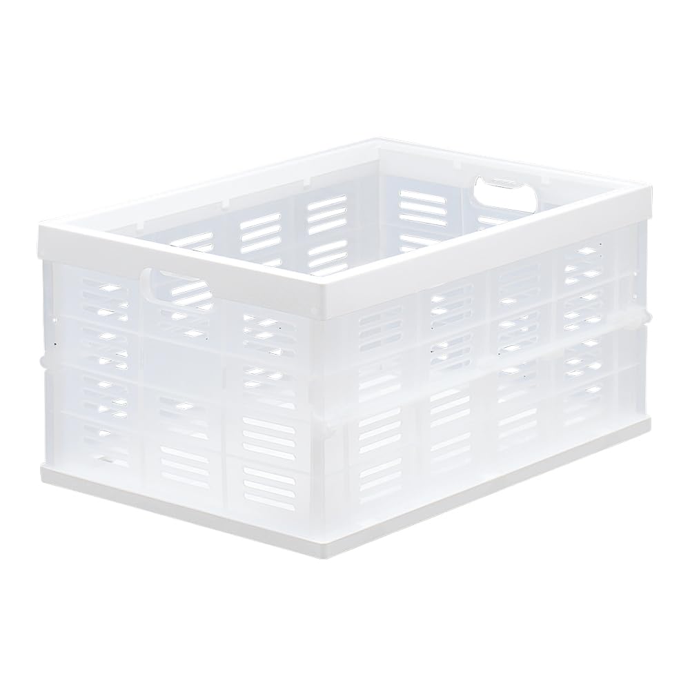 アステージ JEJ Astage NM-35 Container, Foldable, Storage Box, Made in Japan, Smoke White [Width 13.8 x Depth 19.3 x Height 9.8 inches (35 x 49 x 25 cm)