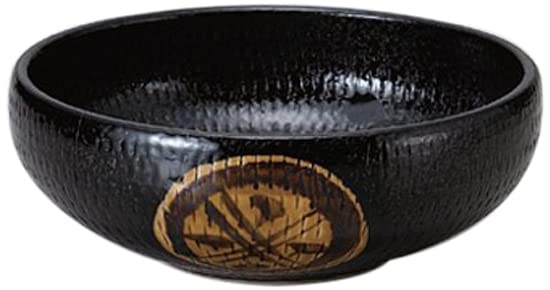 Set of 10 Series Bowl, Drawers, Black Round Crest, 6.5 Ball, 7.5 x 2.8 inches (19 x 7 cm), Earth, Japanese Tableware, Sake Cup, Restaurant, Inn, Commercial Use