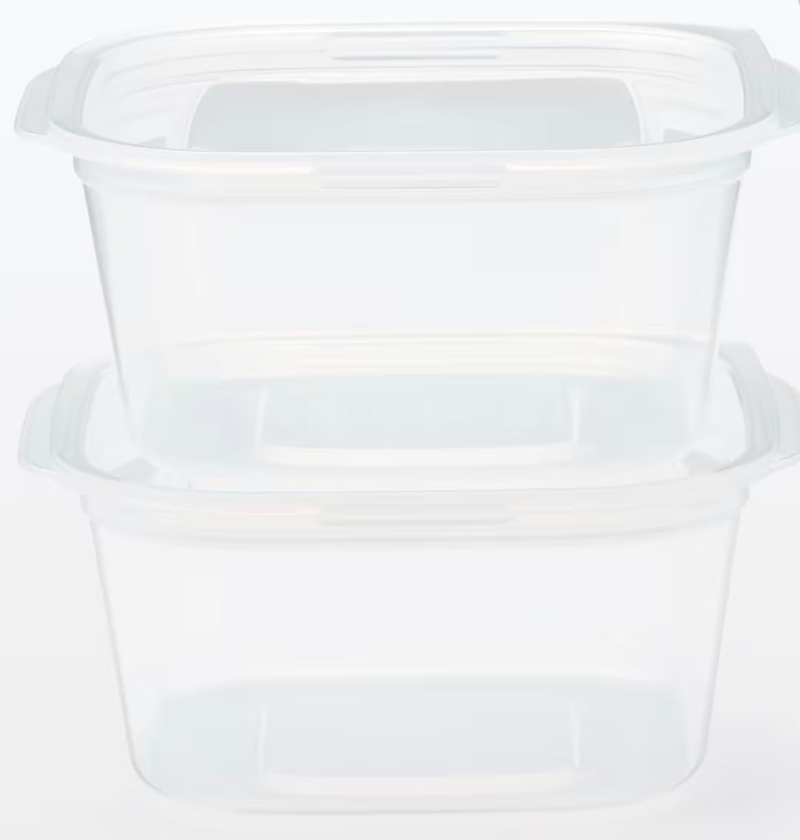 無印良品 MUJI MDC99A3S Food Containers Can Be Used With Lid On The Microwave Food Container, Translucent, Square 21.2 fl oz (630 ml)
