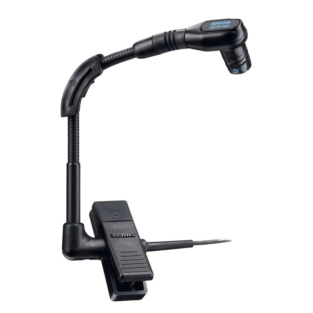 Shure Wired BETA 98H/C Microphone - Miniature Instrument Mic with Wired XLR Connector, Cardioid Condenser, Clip-on with Gooseneck for Sax/Brass or Rim of Percussion (BETA98H/C)