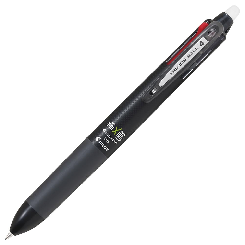 Pilot Frixion Ball Knock 4 Color Gel Ink Multi-Pen, Black (LKFB-80EF-B)