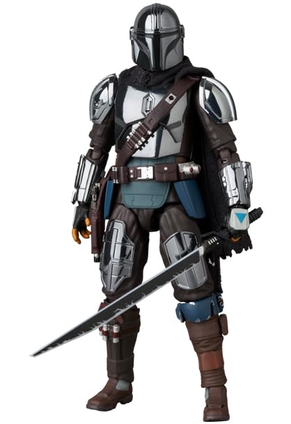 MAFEX No.256 The Mandalorian Chrome Version, Total Height Approx. 6.3 inches (160 mm), Painted Action Figure