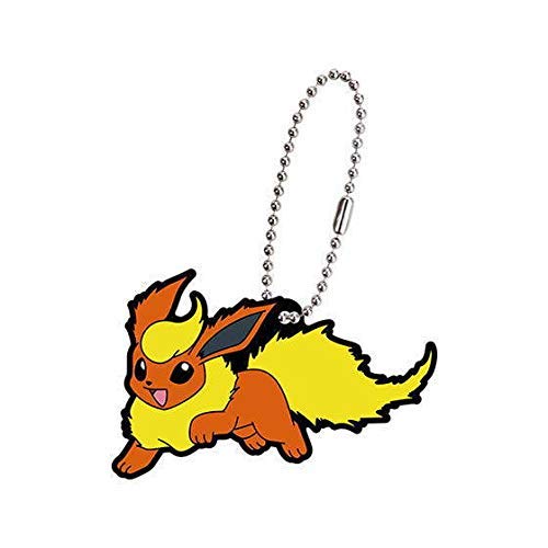 Bandai Pokemon Eevee Flareon Booster Showers Character Gacha Capsule Rubber Key Chain Mascot Collection Anime Art