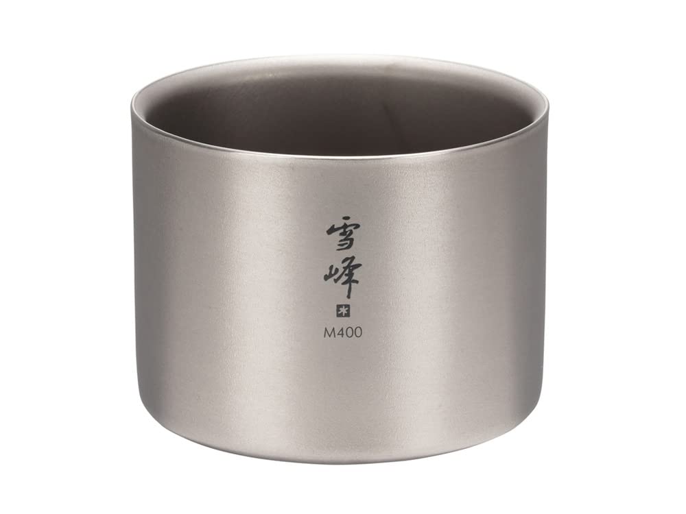 Snow Peak Titanium Double Wall Stacking Mug M400, Grey, Ultralight Japanese Titanium Mug for Camping & Outdoors, D 3.7" H 2.9"