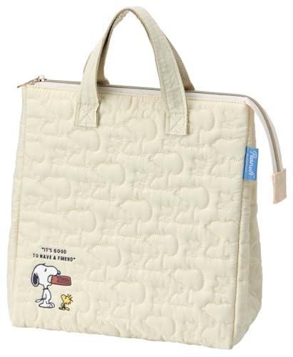 Skater KBCB5-A Snoopy Quilted Fabric Insulated Lunch Bag with Pockets