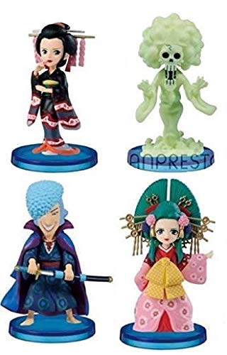 One Piece World Collectible Figure, Wanokuni 6, Set of 4, Nicolobin, Brook, Kibiba, Kuramikiro
