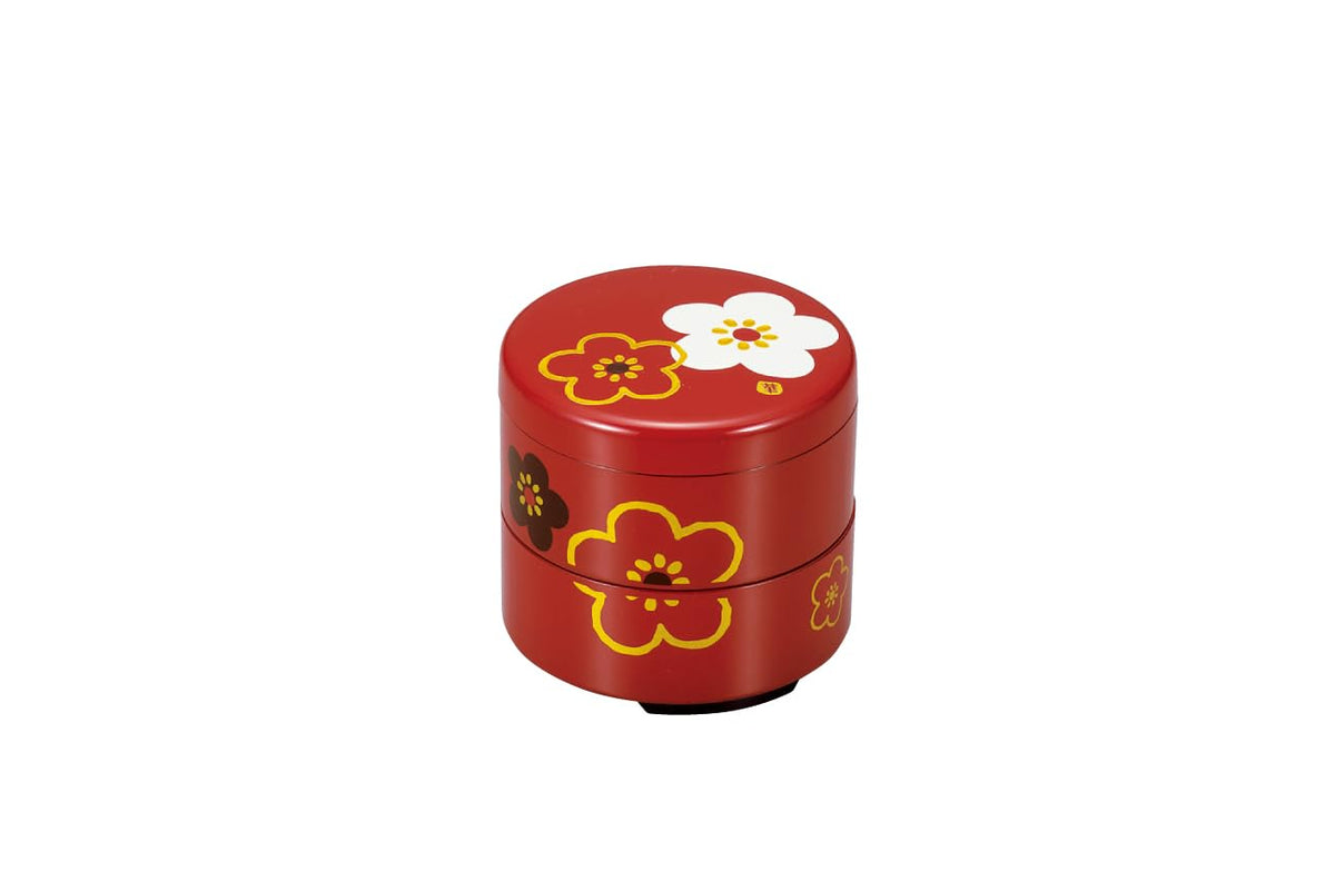 Tatsumiya Omotenashiya Mini Round Serious Delicacies Filled with Chinese Plum Patterns, Size: Approx. φ2.7 inches (6.8 cm), H2.5 inches (6.4 cm), 54914