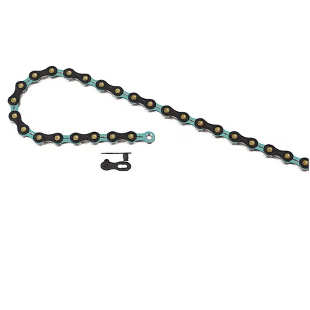 SUMC SX11SL Black and Light Green Chain 11 Tiers for Shimano, Slam, Campanolo