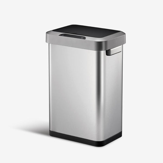 EKO EK9262MT-45L Horizon 45 Liter/11.9 Gallon Rectangular Motion Sensor Trash Can, Brushed Stainless Steel Finish