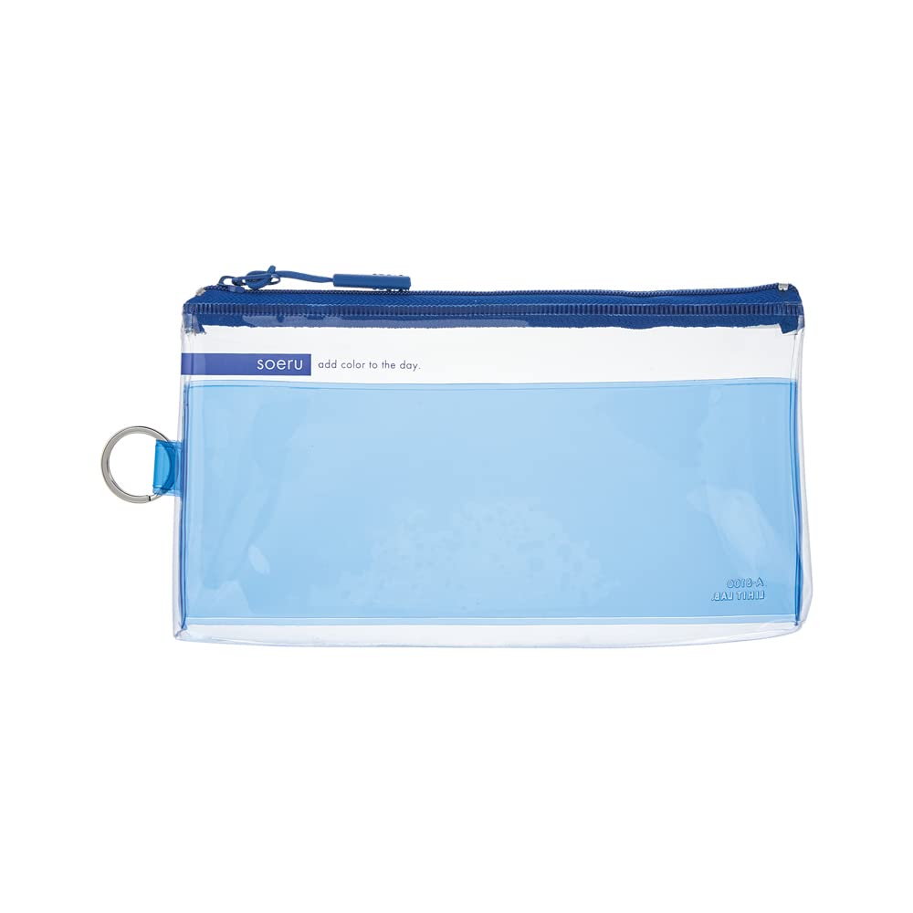 Lihit Lab SOERU A8100-11 Transparent Clear Pen Case, Approx. 20 Pen, Indigo Blue