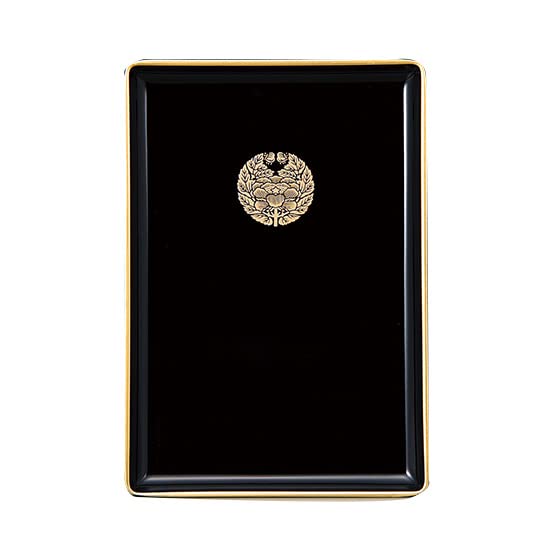 サンメニー Business Card Tray, 小 195×135×13mm, Black (Border) Hugging Peony