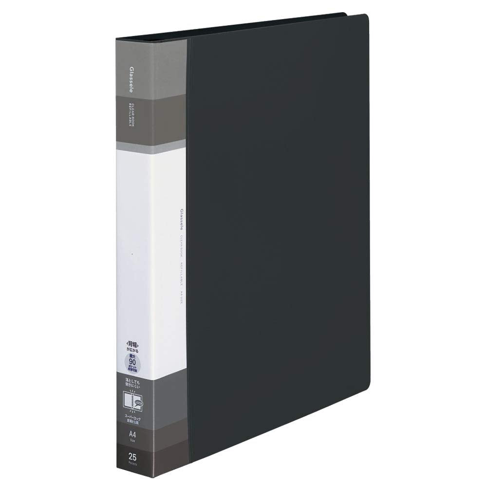 Kokuyo La-GLB730D Clear Book Grassel Paper Type, A4, Wide, Black