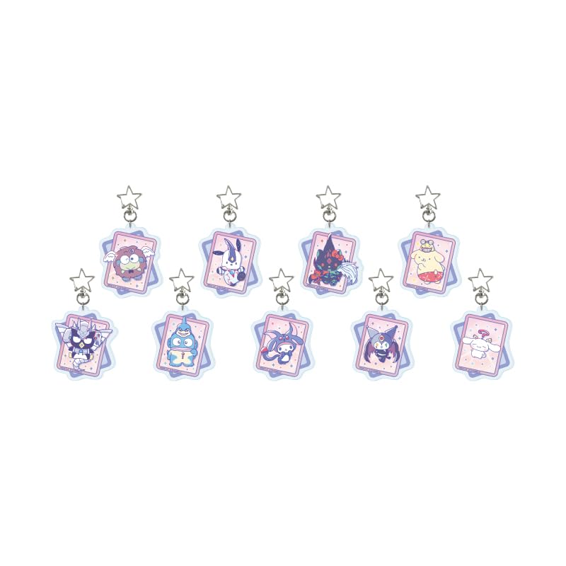 Yu-Gi-Oh Duel Monsters GX x Sanrio Characters 01 [Collaboration Illustration] Star Shaped Nascan Acrylic Keychain Complete Set of 9 Pieces Box