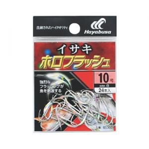 Hayabusa BS300 Single Hook, Small Bag Rose Hook, Isaki Holo Flash, No. 12, 20 Pieces, White