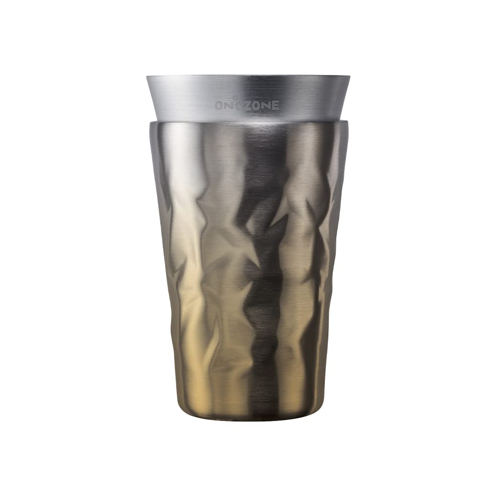 Doshisha ON℃Zone Ice Pole Tumbler, For Cold Retention, Vacuum Double Wall Construction, Aluminum Single Layer, 11.8 fl oz (350 ml), Gold