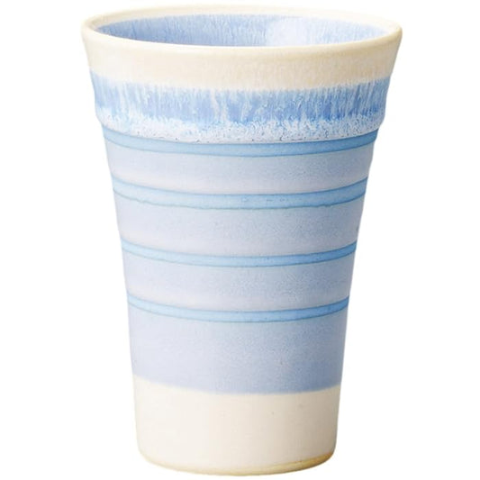 Ale-net 3.5 x 4.8 inches (9.09 x 12.34 cm), 13.8 fl oz (380 cc), Blue Coated Free Cup, Ceramic, Dishwasher Safe, Microwave Safe, Mino Ware, Made in Japan