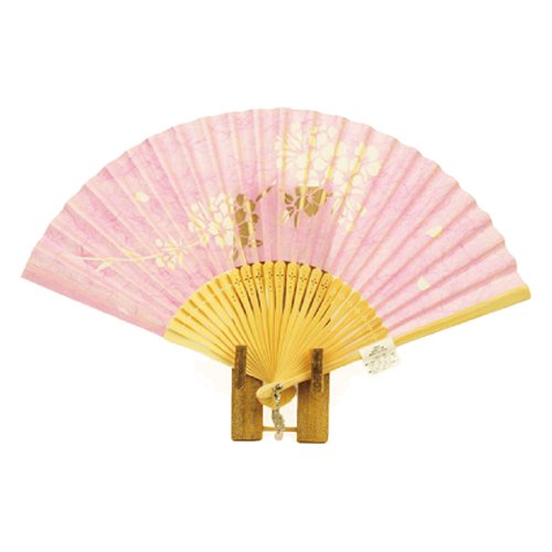 Ando G-341 Cut-Picture Fan, Women's, Cherry Blossom, Pink