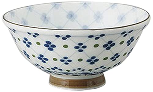 せともの本舗 Set of 5 Nakahira Plaid Flower Blue Lightweight Anti-Rice Bowl, 4.8 x 2.4 inches (12.2 x 6 cm), Restaurant, Ryokan, Japanese Tableware, Restaurant, Commercial Use, Tableware