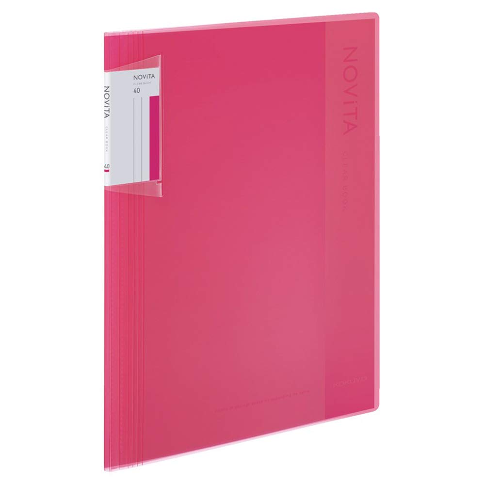 Kokuyo Novita α, Expandable File Clear Book, Display Book, Presentation Binder with Plastic Sleeves 40-Pocket Bound, Presentation Book Art Portfolio Folder, A4-S, Pink, Japan Import (RA-NV40P)