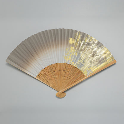Kanazawa Gold Leaf Folding Fan "Saibi" White Tea