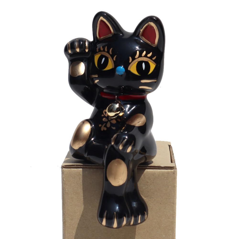 サンアート Sunart SAN752 Lucky Cat Figurine, Small Black