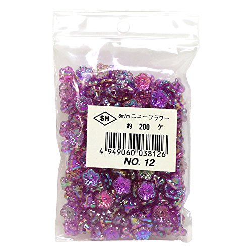 Shimamura ASH-NYFL8DX-12 New Flower Beads, Deluxe DX 0.3 inches (8 mm), Purple