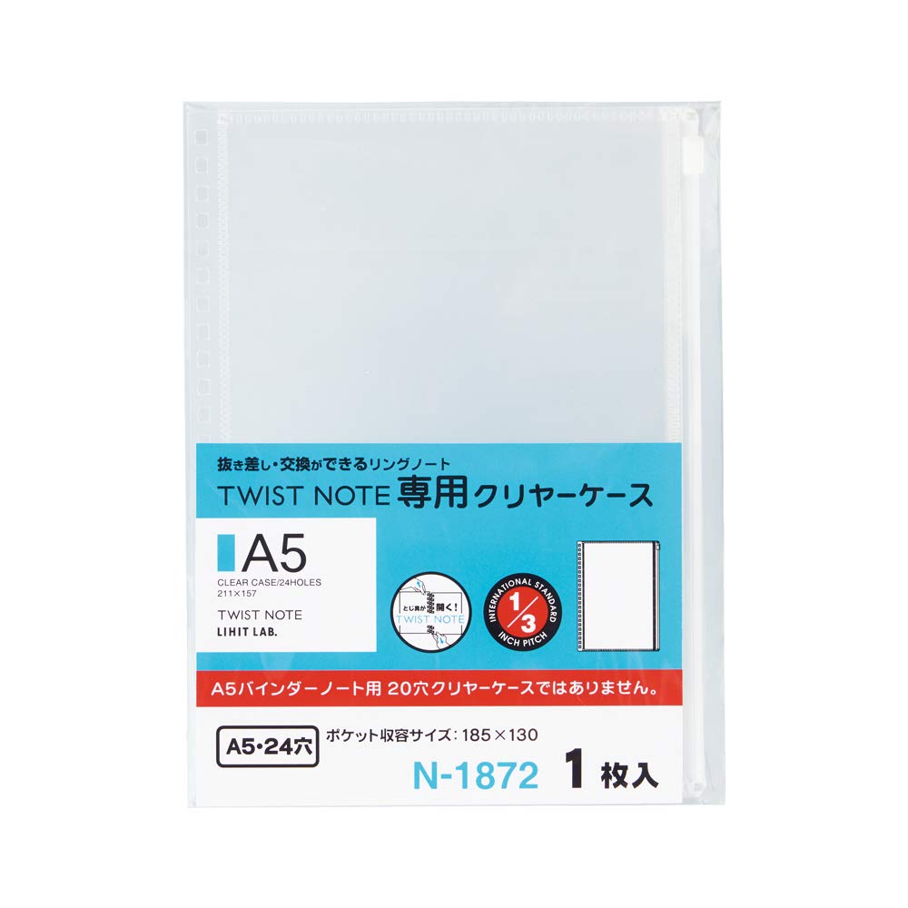Lihit Lab N-1872 Twist Notebook, Special Clear Case, A5, 1 Piece