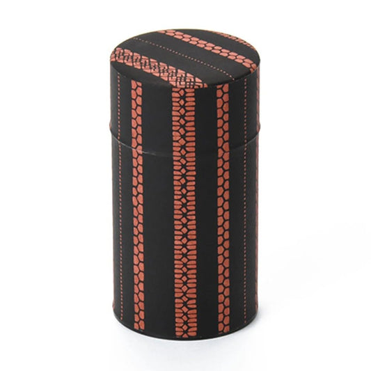 Haikara-san Japanese Tea Storage Canister, Washi Paper Wrapped, Traditional Design, Airtight Lid (Stripe ?, Large (200g))