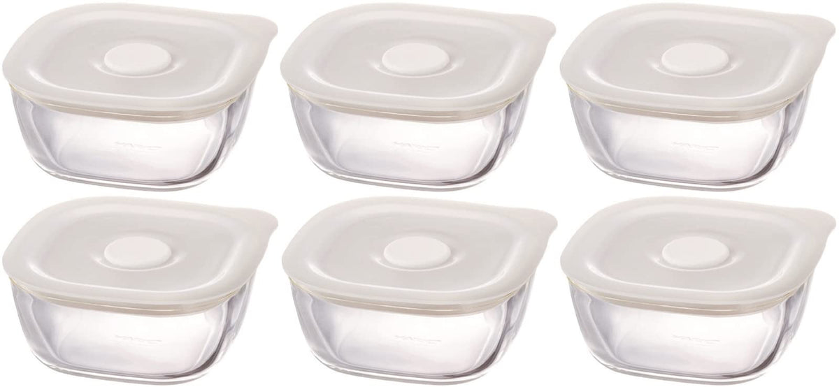 HARIO BUONO Kitchen KSTM-25-TW Heat-Resistant Glass Airtight Storage Containers and Corners, 8.5 fl oz (250 ml), Set of 6