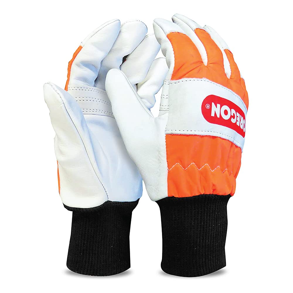Oregon Chainsaw Left-Hand Protection Leather Gloves – Medium (Size 9) (91305M)