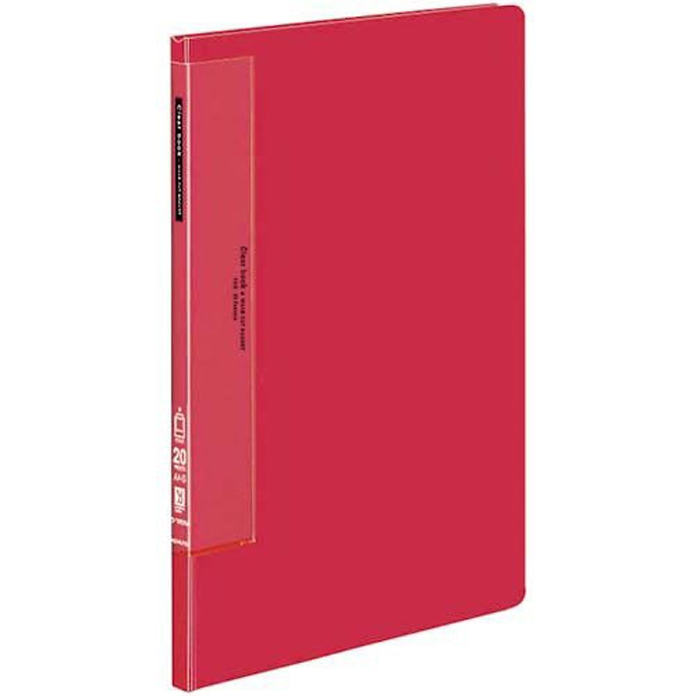 Kokuyo 20 Pockets Binder with Plastic Sleeves 8.5"x11" (Red), Wave-Cut Expandable Art Portfolio Folder with Clear Sheet Protectors, 40 Pages of Presentation Display Book. (RA-T560R)