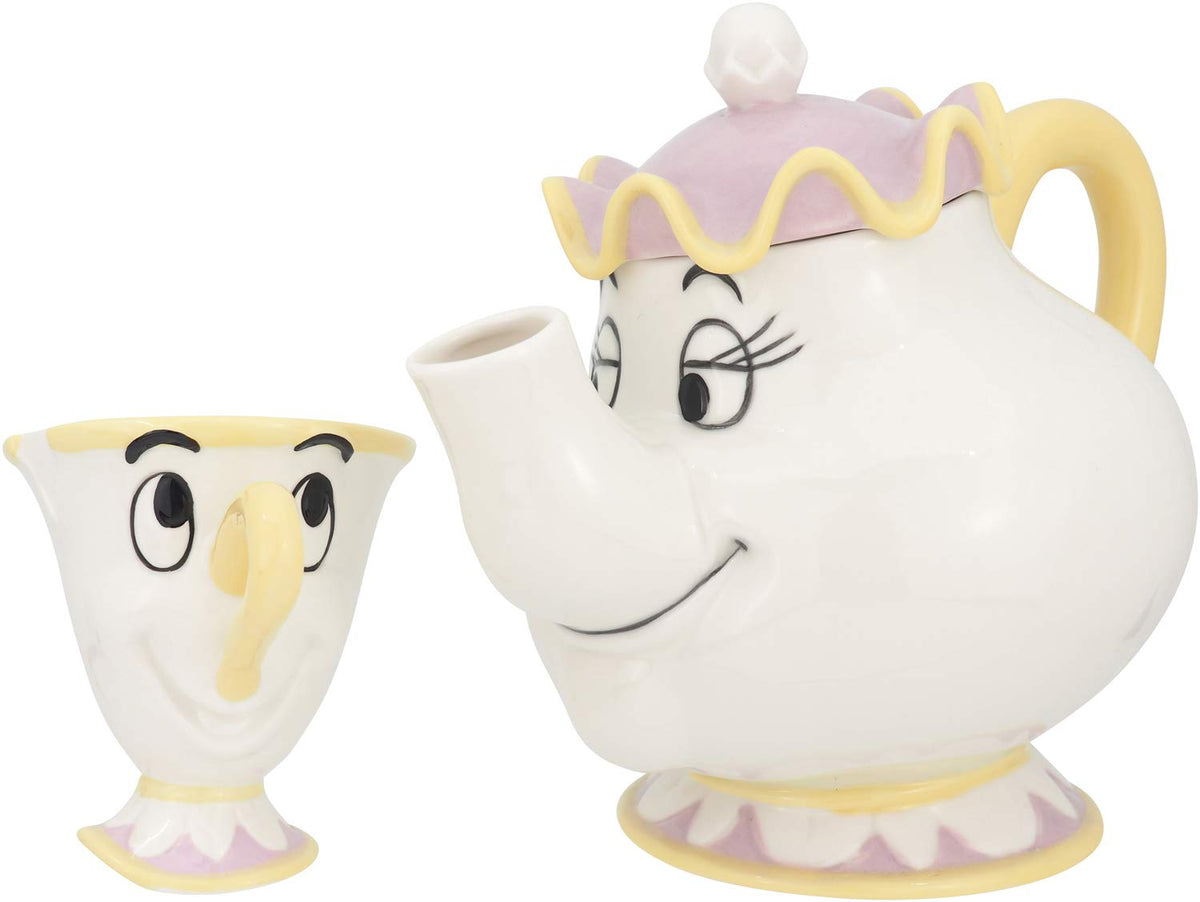 Sunart Disney SAN2704 Beauty and the Beast Mrs. Pot and Chip Tea Set (Tea Pot, Tea Cup Set, Boxed), Tea Pot, Beauty and the Beast, Goods, Figurine, Disney Interior