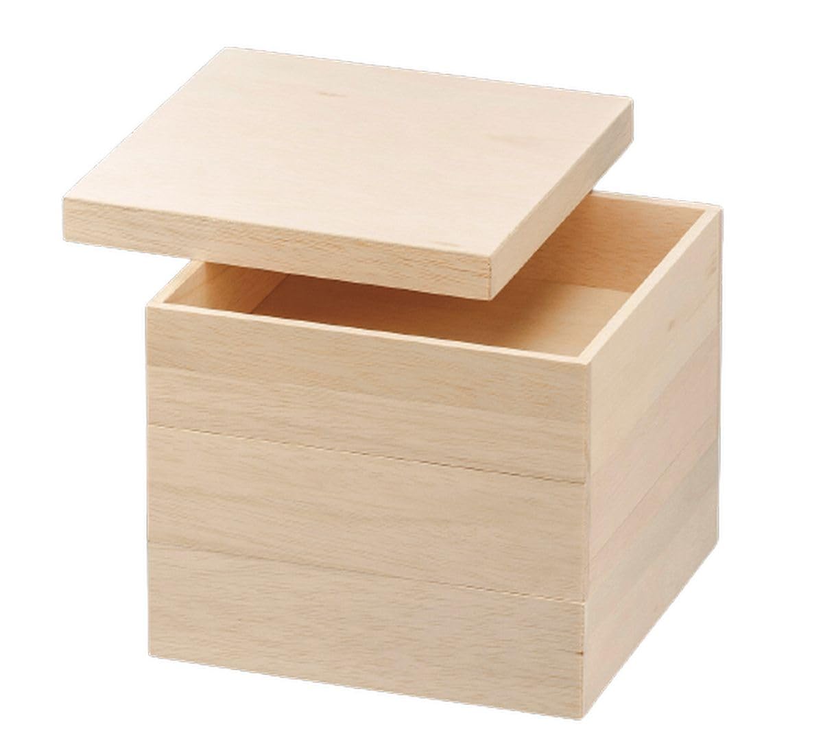 J-kitchens Excursion Lunch Box, Made in Japan, 3-Tier, Wooden, 8 Inches, Fukiho Shiraki, 9.5 x 9.5 x 7.5 inches (24.2 x 24.2 x 19.0 cm)