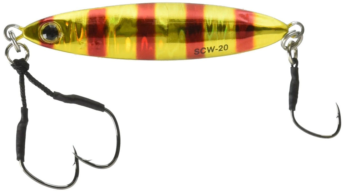 Palms MG-556 SCW-20 Metal Jig, Slow Bratcast, Wide, 2.4 inches (61 mm), 0.7 oz (20 g), Zebra Red Gold