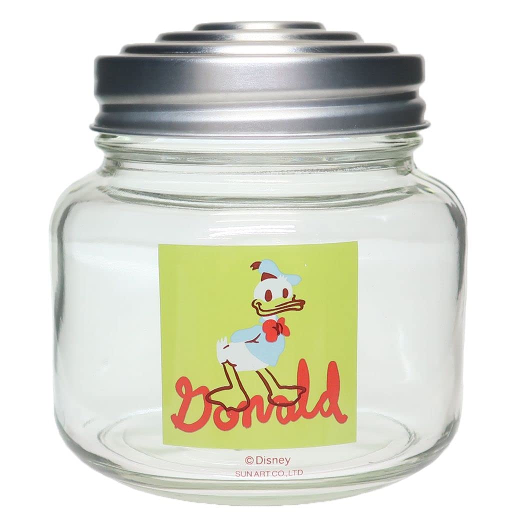 Disney SAN4037-1 Mickey Mouse Glass Canister Storage Container, Approx. 12.8 fl oz (375 ml), Retro Bottle, Made in Japan