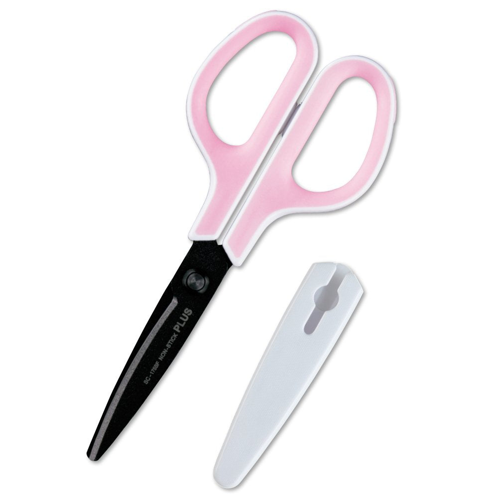Plus Scissors SC-175SF Fit Cut Curved Fluorine Coated Memory Foam Grip White/Pink 34-547