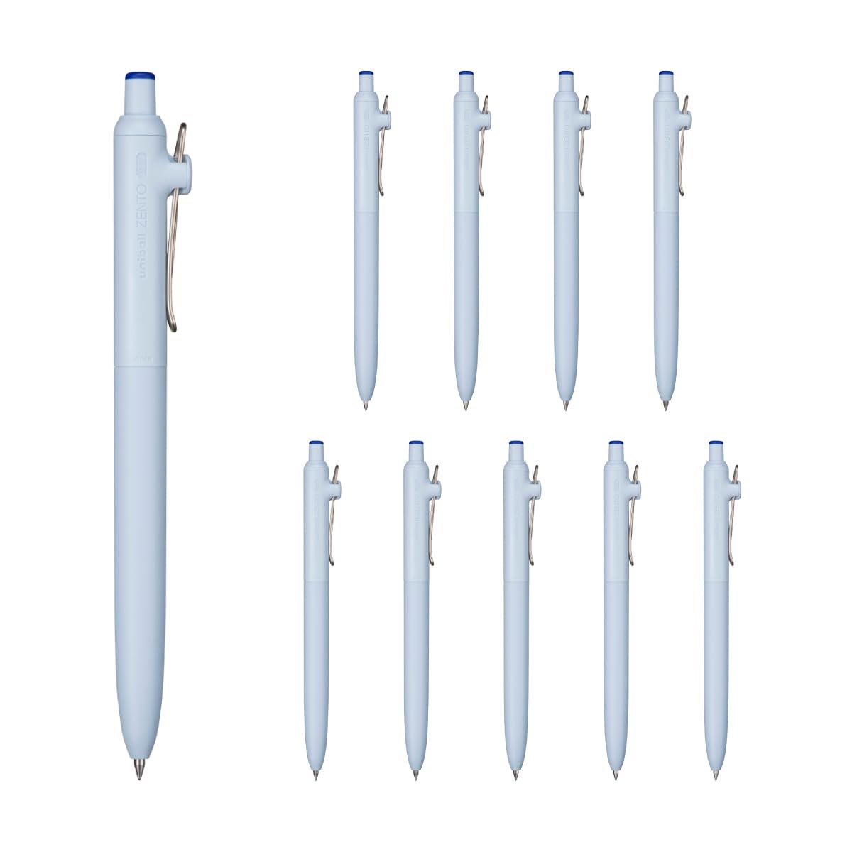 三菱鉛筆 Uniball ZENTO Basic Model Rollerball Pen, Fine 0.5mm, Water-Based Blue Ink, Ultra-Smooth with Reduced Friction, Pack of 10 (UBNZS05.33)